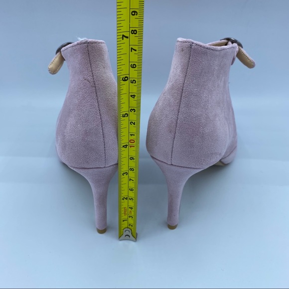 FSJ Women pink suede pointed toe ankle strap pumps - Picture 5 of 12